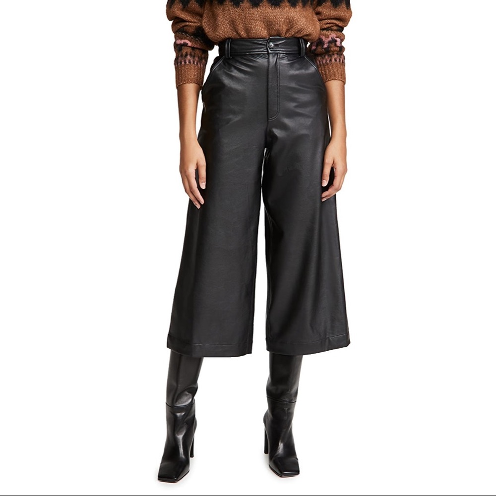 A.L.C Cropped Vegan Faux Leather Wide-Leg Pants Size 2, worn once!